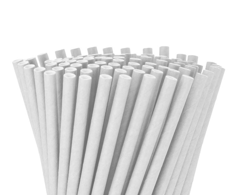 Strohhalm / Trinkhalm Eco, 21cm, Papier, weiß